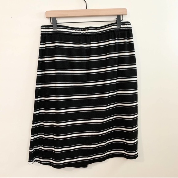MAX STUDIO Stripe Ponte Faux Wrap Midi Skirt - Picture 7 of 7